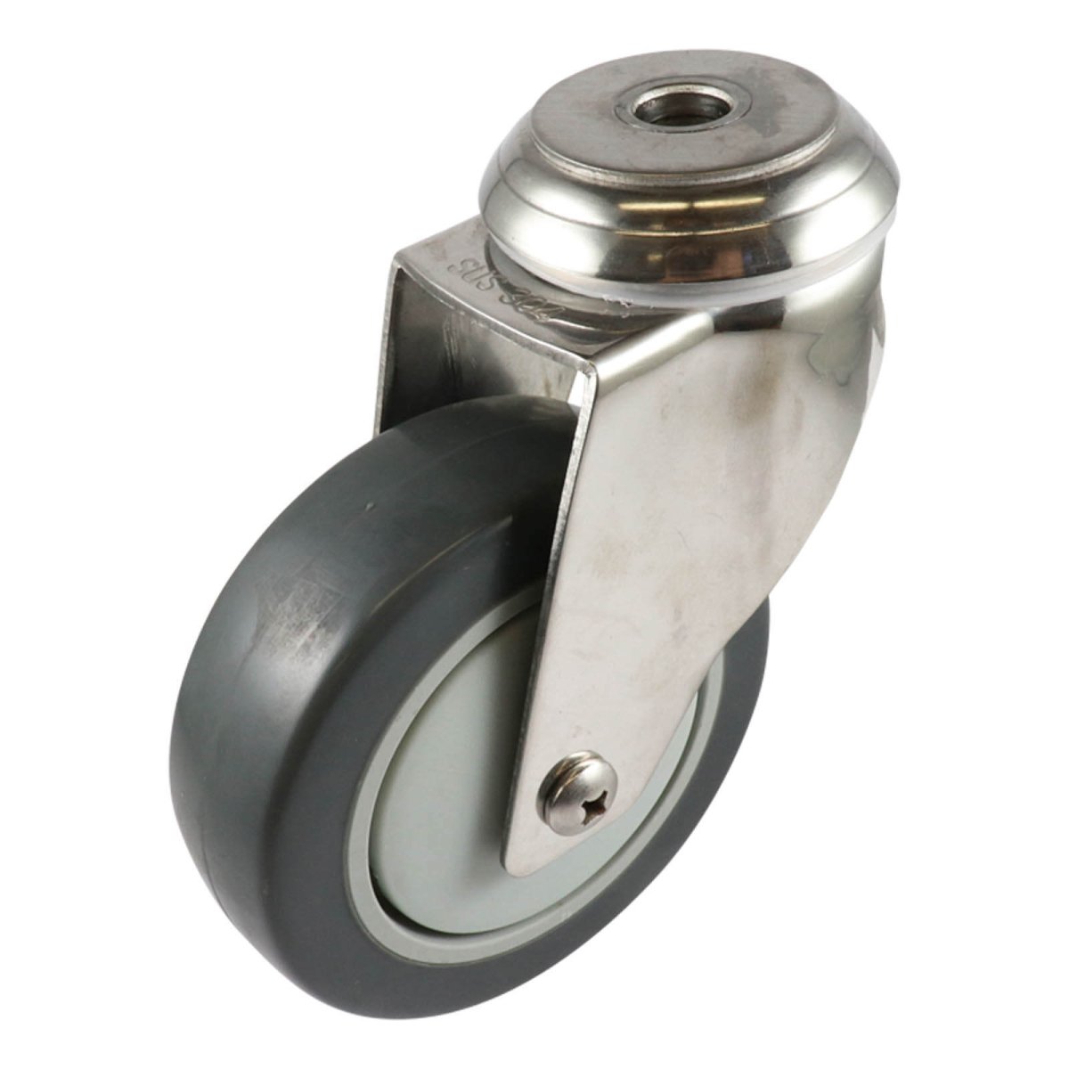 Stainless Swivel Bolt Hole Castor - Urethane Wheel, Grey G7 Series - AIMS Industrial Supplies