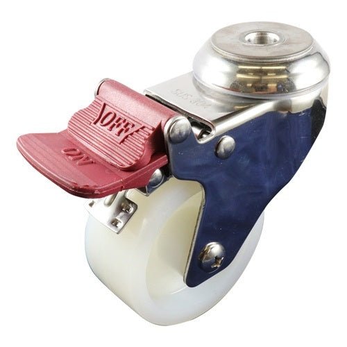 Stainless Swivel Bolt Hole Castor with Brake - Nylon Wheel, White G7 - AIMS Industrial Supplies
