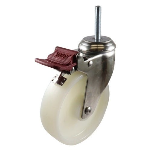 Stainless Swivel Stem Castor with Brake - Nylon Wheel, White G7 Series - AIMS Industrial Supplies