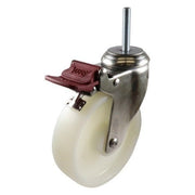 Stainless Swivel Stem Castor with Brake - Nylon Wheel, White G7 Series - AIMS Industrial Supplies