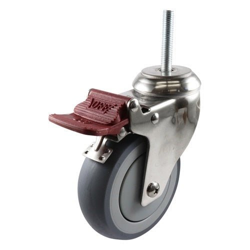 Stainless Swivel Stem Castor with Brake - Rubber Wheel, Grey G7 Series - AIMS Industrial Supplies