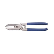 Sterling straight cut tin snip with blue handles and silver blades, 10" and 14" sizes listed