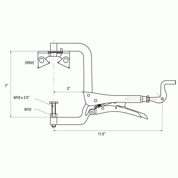 Strong Hand Pipe Adjustable Pliers Top V - Pad Spindle 292.1 x 89mm - AIMS Industrial Supplies