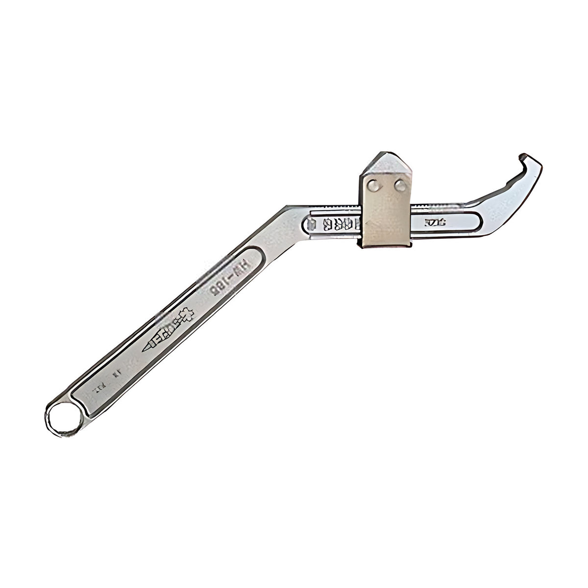 Super adjustable hook spanner, nickel-chrome body with sliding hook jaw and ring end, SRHW105 and SRHW165