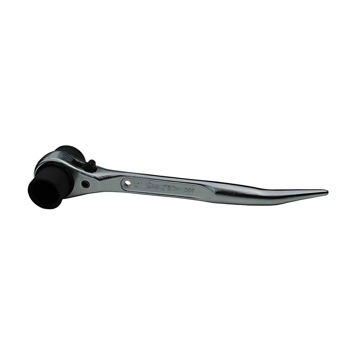 Super SRB2124 stubby scaffolding podger, 21 x 23.5mm, chrome ratchet head with black rubber end and curved spear handle