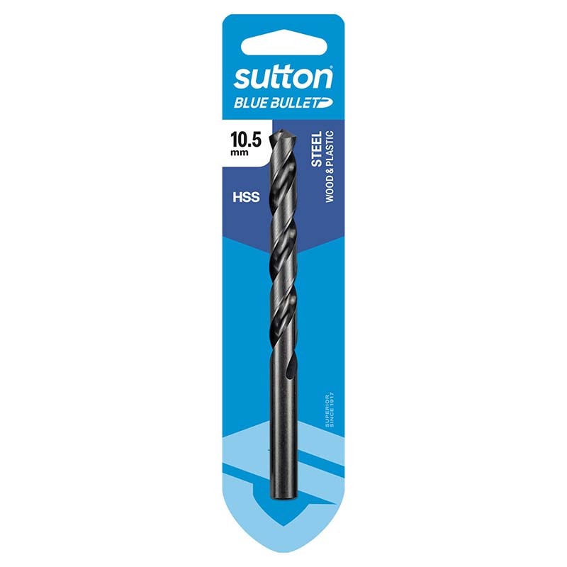 Sutton 10.5 x 133mm HSS Blue Bullet Jobber Drill Bit Carded - D102H1050