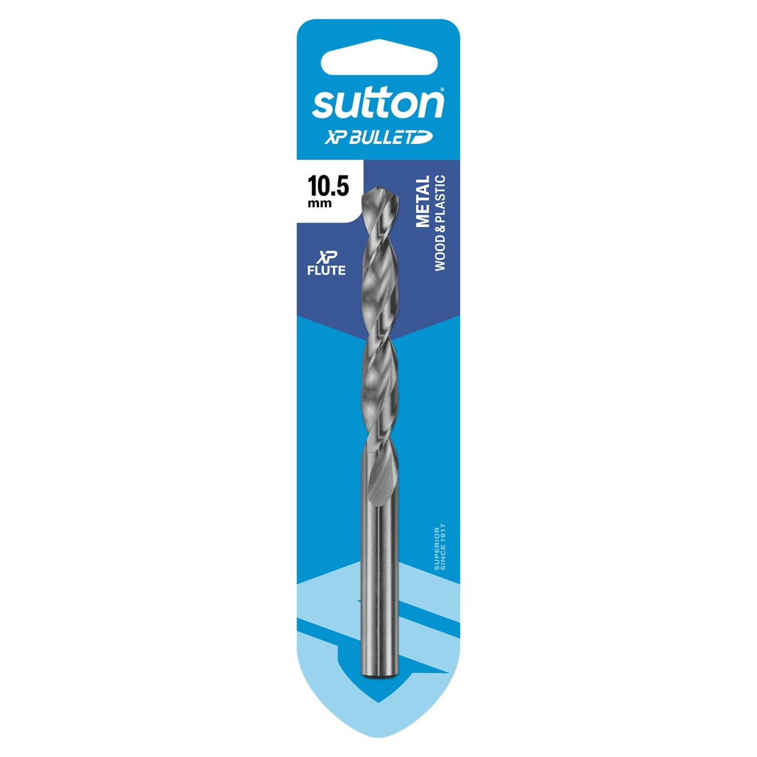 Sutton 10.5 x 133mm HSS Bright XP Bullet Carded Jobber Drill Bit - D220H1050