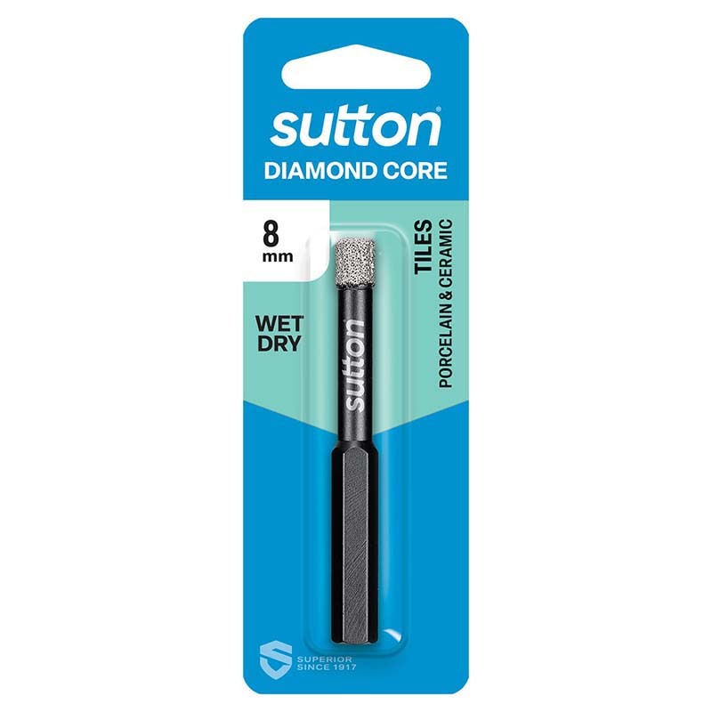 Sutton 10mm Diamond Core Drill Bit Wet/Dry Hex Shank - D618H1000