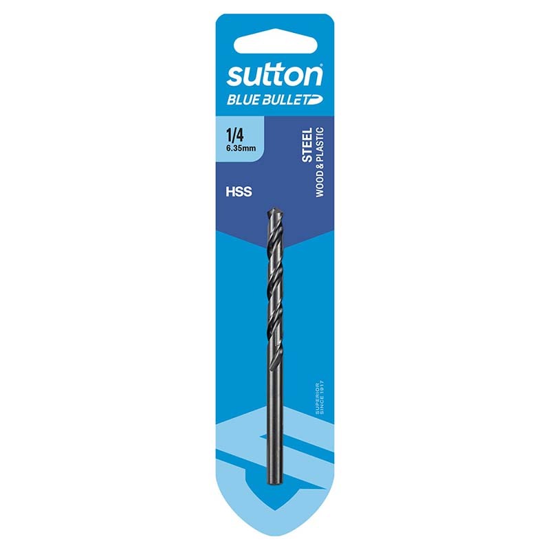 Sutton 1/4" x 101mm HSS Blue Bullet Jobber Drill Bit Carded - D102H0635