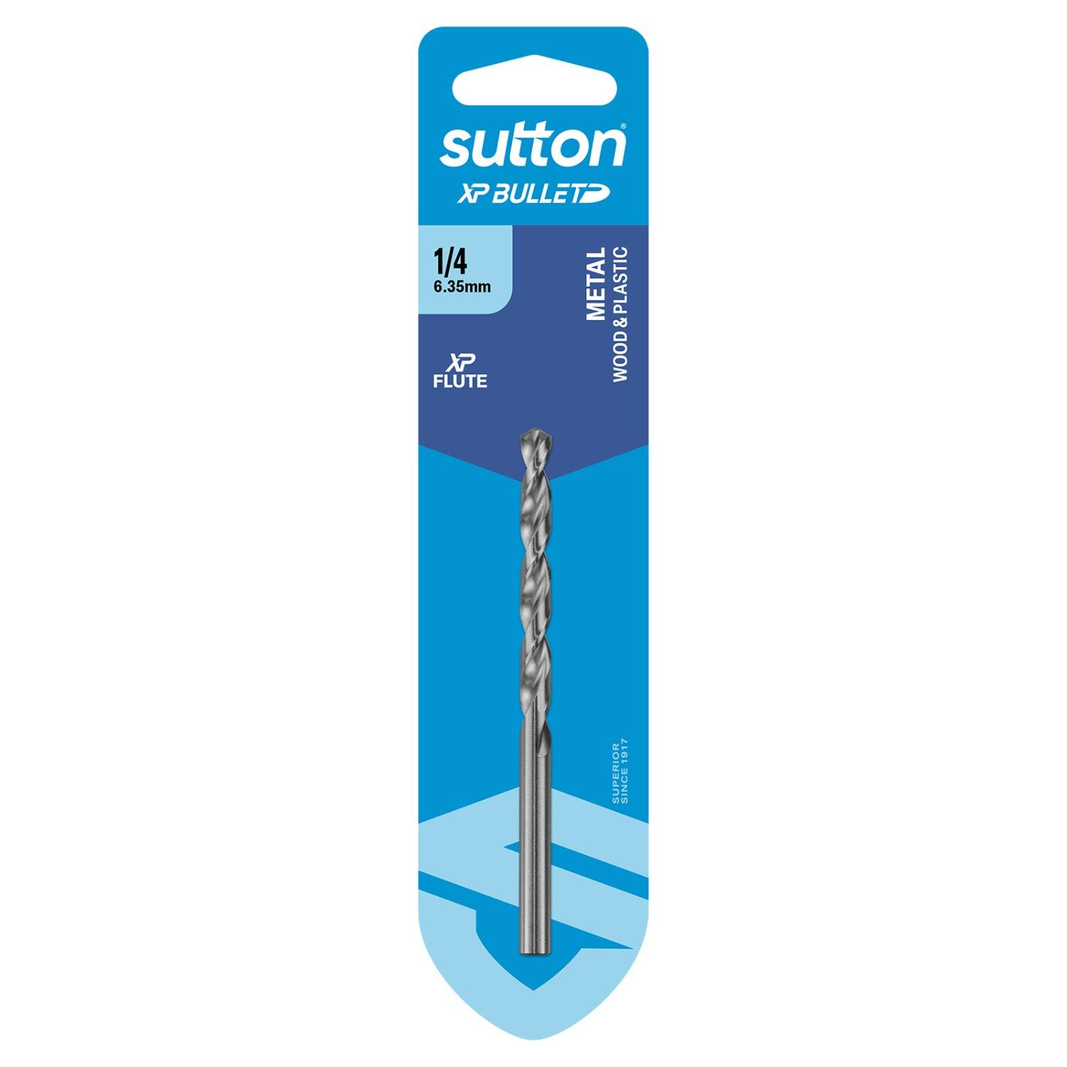 Sutton 1/4" x 101mm HSS Bright XP Bullet Carded Jobber Drill Bit - D220H0635