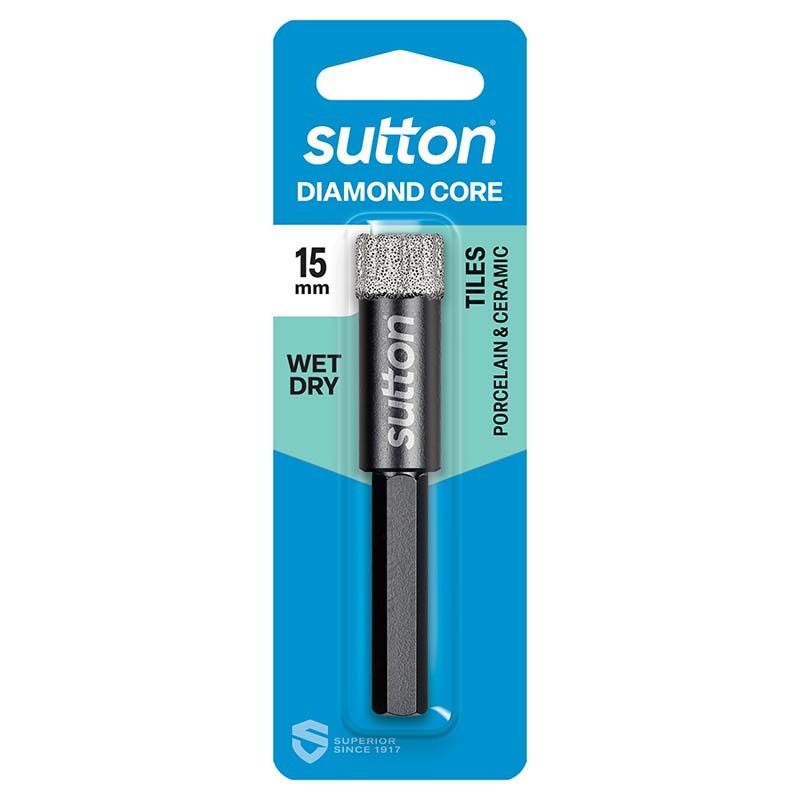Sutton 15mm Diamond Core Drill Bit Wet/Dry Hex Shank - D618H1500