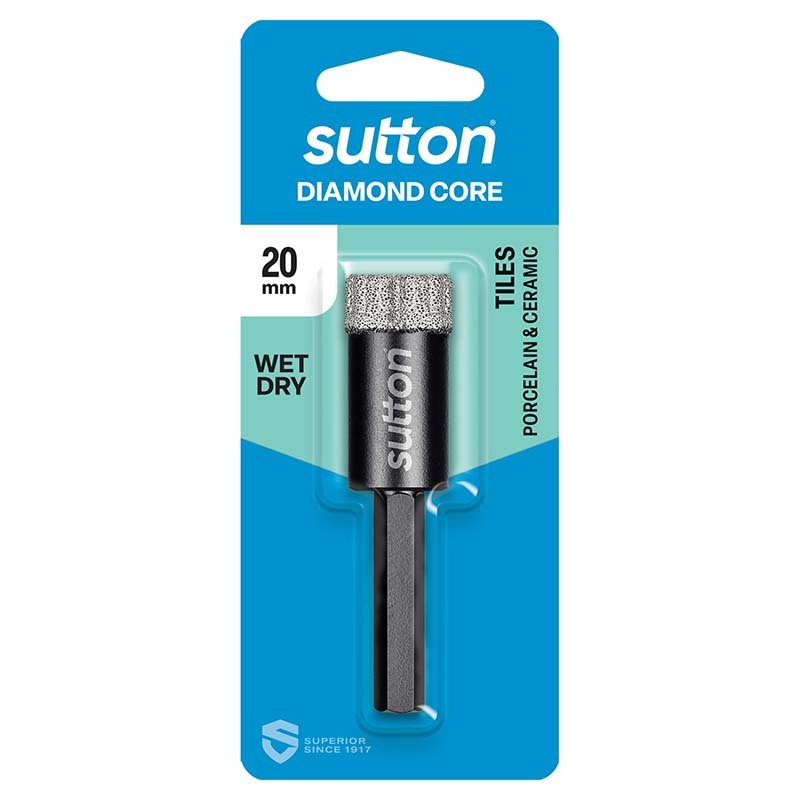 Sutton 20mm Diamond Core Drill Bit Wet/Dry Hex Shank - D618H2000