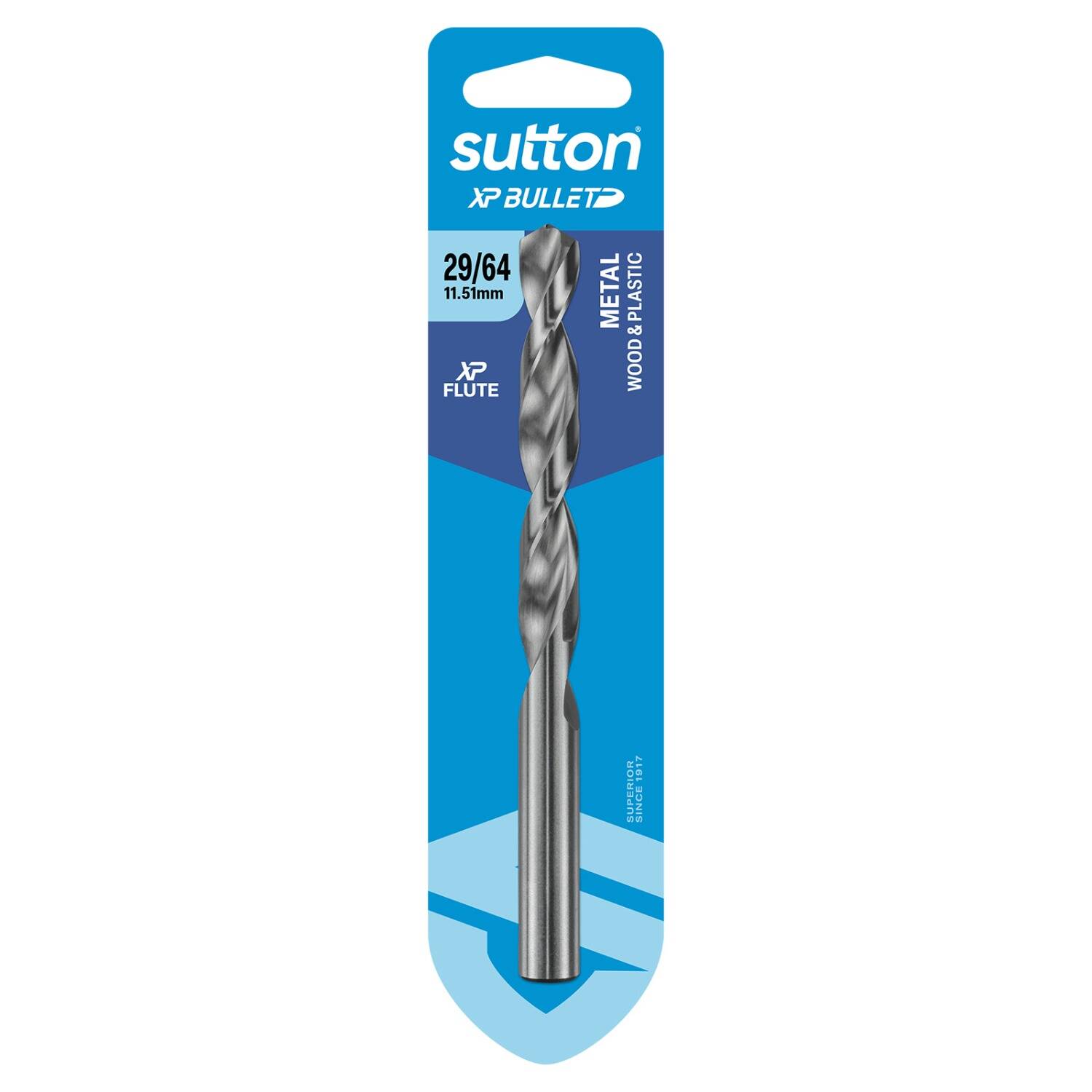 Sutton 29/64" x 142mm HSS Bright XP Bullet Carded Jobber Drill Bit - D220H1151