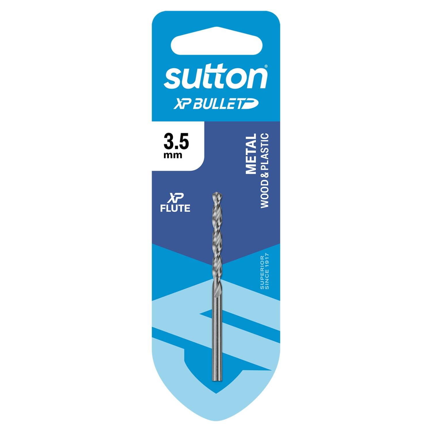 Sutton 3.5 x 70mm HSS Bright XP Bullet Carded Jobber Drill Bit - D220H0350