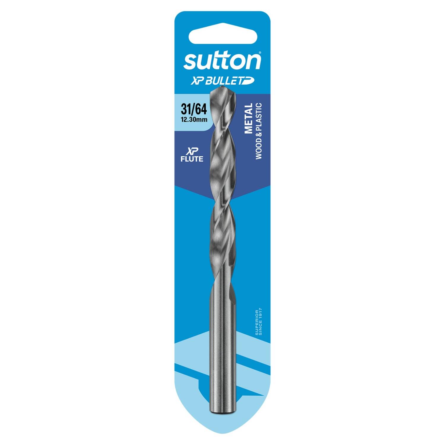Sutton 31/64" x 151mm HSS Bright XP Bullet Carded Jobber Drill Bit - D220H1231