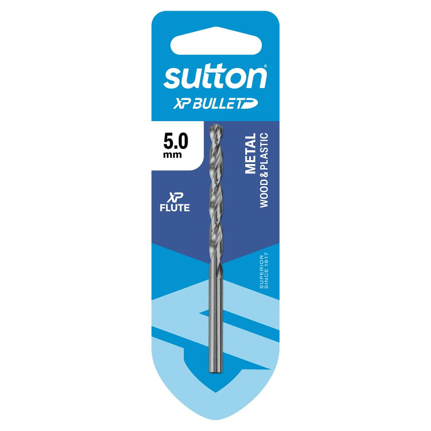 Sutton 5.0 x 86mm HSS Bright XP Bullet Carded Jobber Drill Bit - D220H0500
