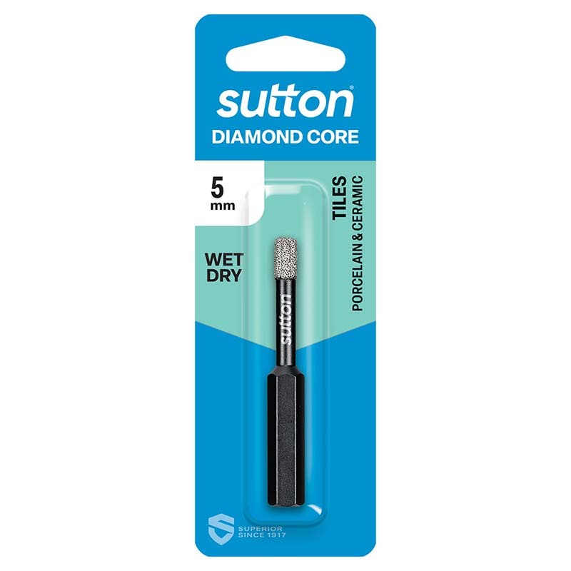 Sutton 5mm Diamond Core Drill Bit Wet/Dry Hex Shank - D618H0500