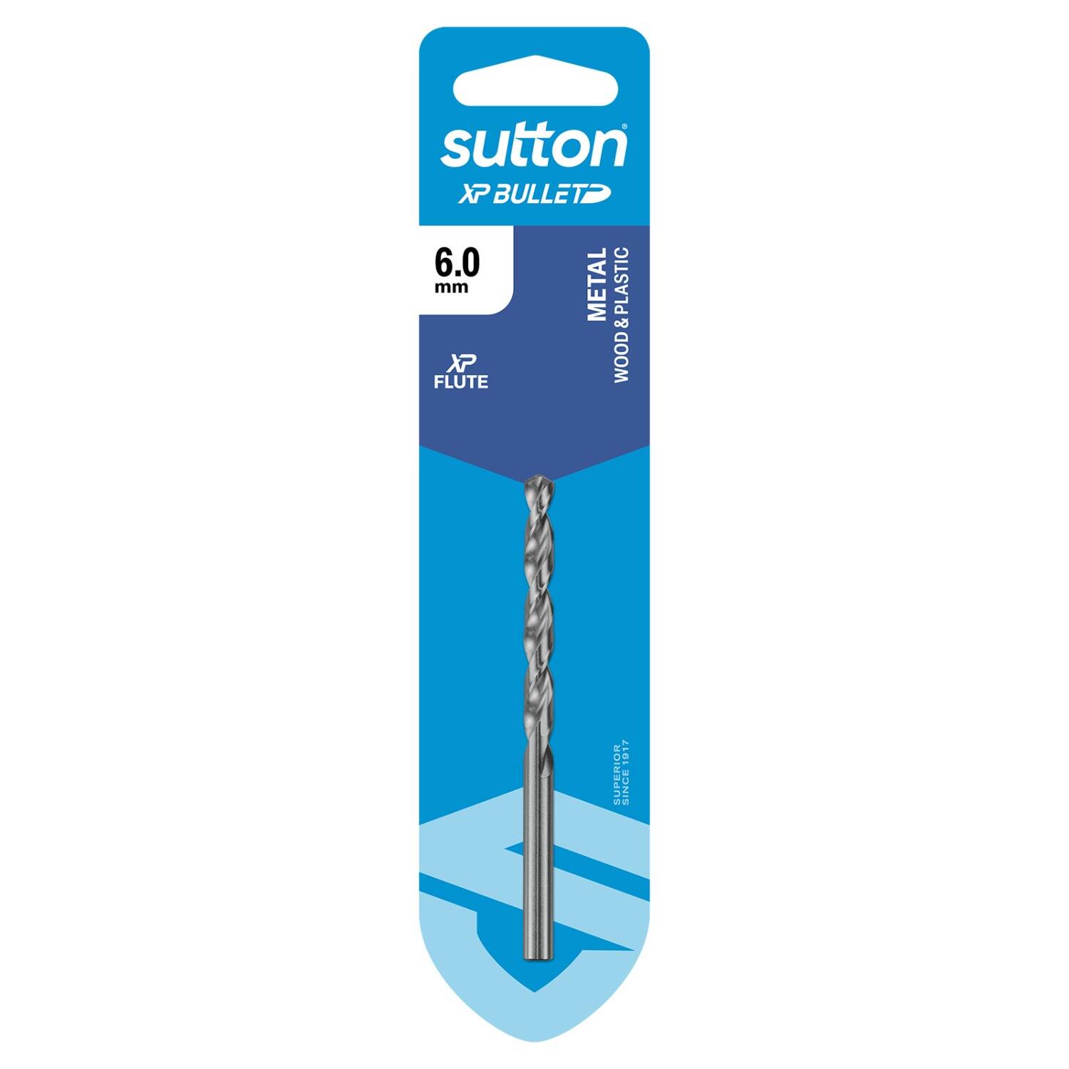 Sutton 6.0 x 93mm HSS Bright XP Bullet Carded Jobber Drill Bit - D220H0600