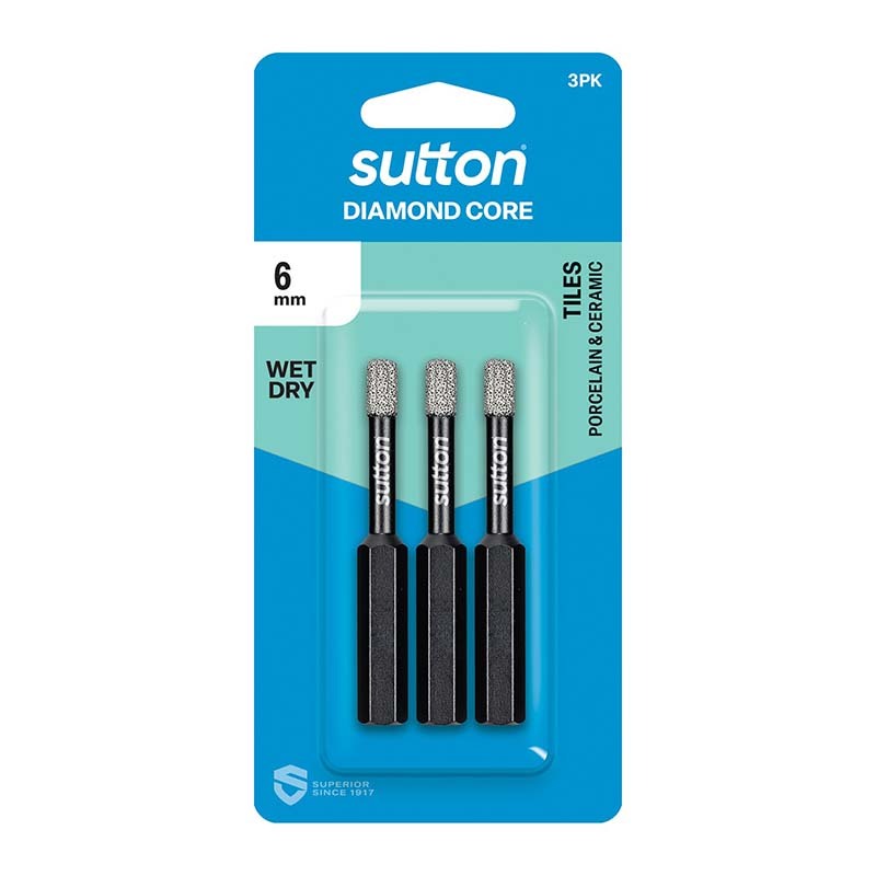 Sutton 6 - 10mm Diamond Core Drill Bit Wet/Dry Set, 3 Pieces - D618S3B1