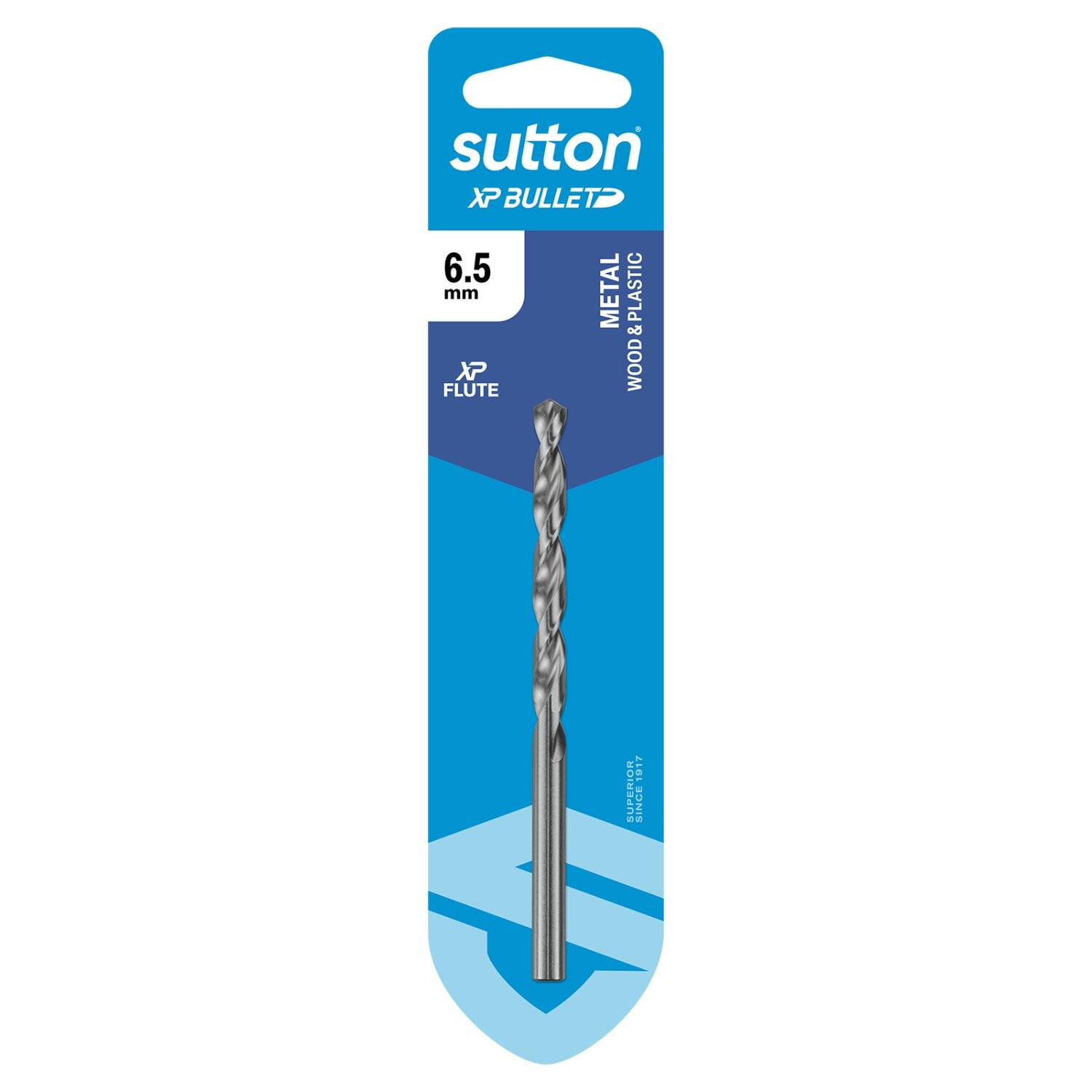 Sutton 6.5 x 101mm HSS Bright XP Bullet Carded Jobber Drill Bit - D220H0650
