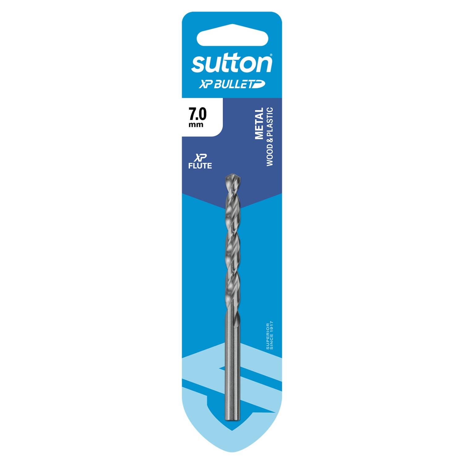 Sutton 7.0 x 109mm HSS Bright XP Bullet Carded Jobber Drill Bit - D220H0700