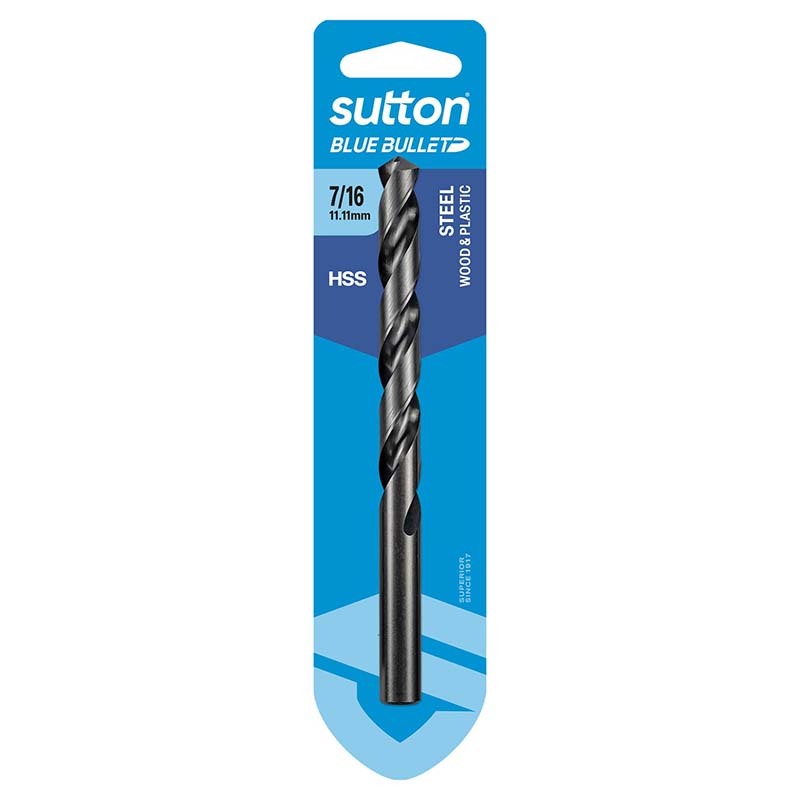 Sutton 7/16" x 142mm HSS Blue Bullet Jobber Drill Bit Carded - D102H1111