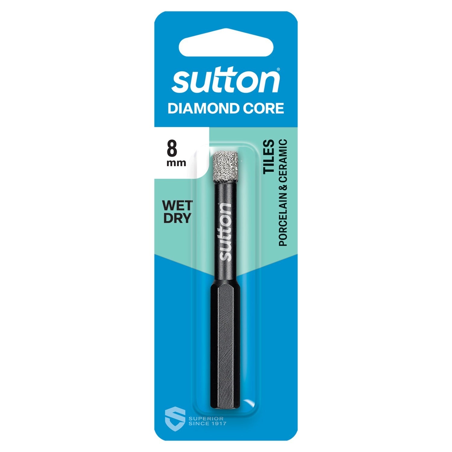 Sutton 8mm Diamond Core Drill Bit Wet/Dry Hex Shank - D618H0800