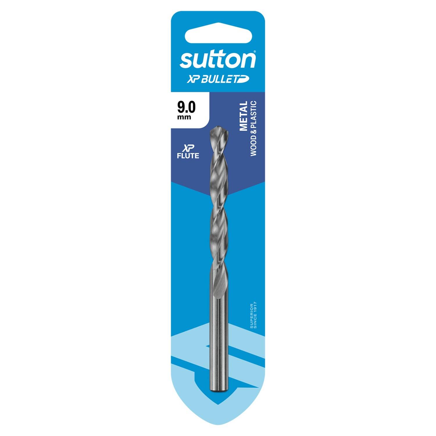 Sutton 9.0 x 125mm HSS Bright XP Bullet Carded Jobber Drill Bit - D220H0900