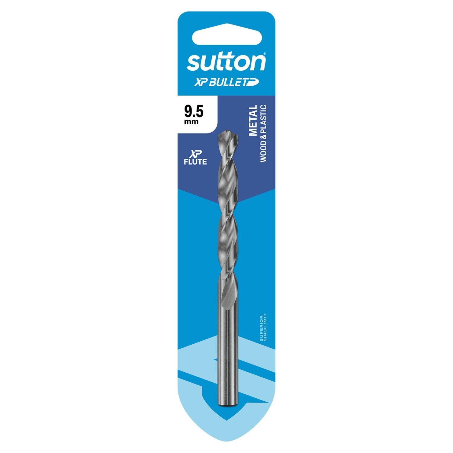 Sutton 9.5 x 125mm HSS Bright XP Bullet Carded Jobber Drill Bit - D220H0950