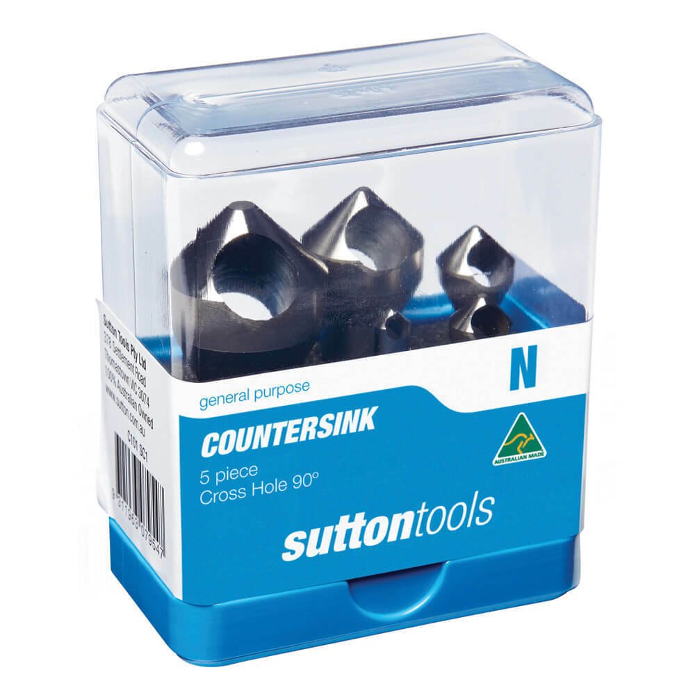 Sutton C101SC1 90° Deburring Countersink Set 5 piece Cross Hole - HSS - AIMS Industrial Supplies