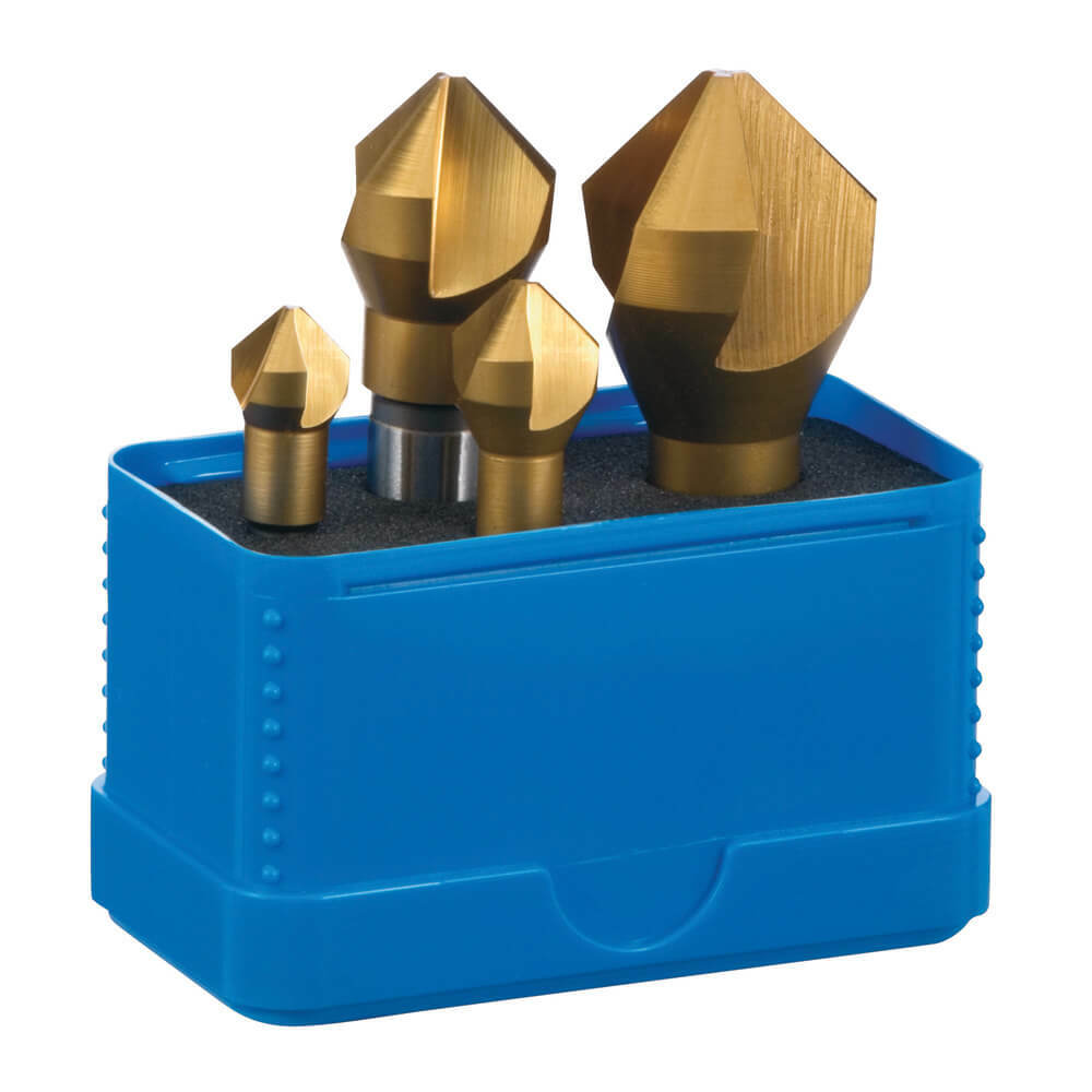 Sutton C106STF1T 90° Countersink Set 4 piece Three Flute - HSS Tinite2