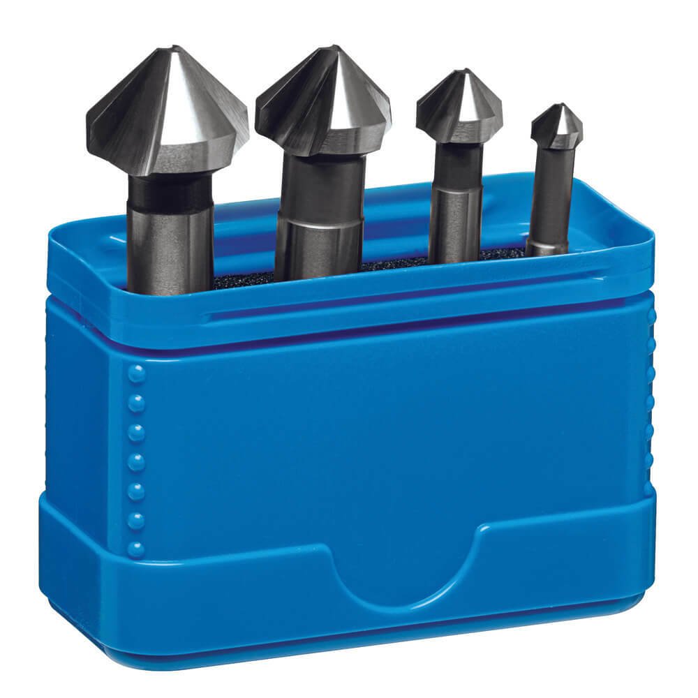 Sutton C1070004 90° Countersink Set 4 piece Three Flute DIN - Cobalt Steel - AIMS Industrial Supplies
