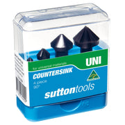 Sutton C1080004 90° Countersink Set 4 piece Three Flute DIN - Cobalt TiAlN1