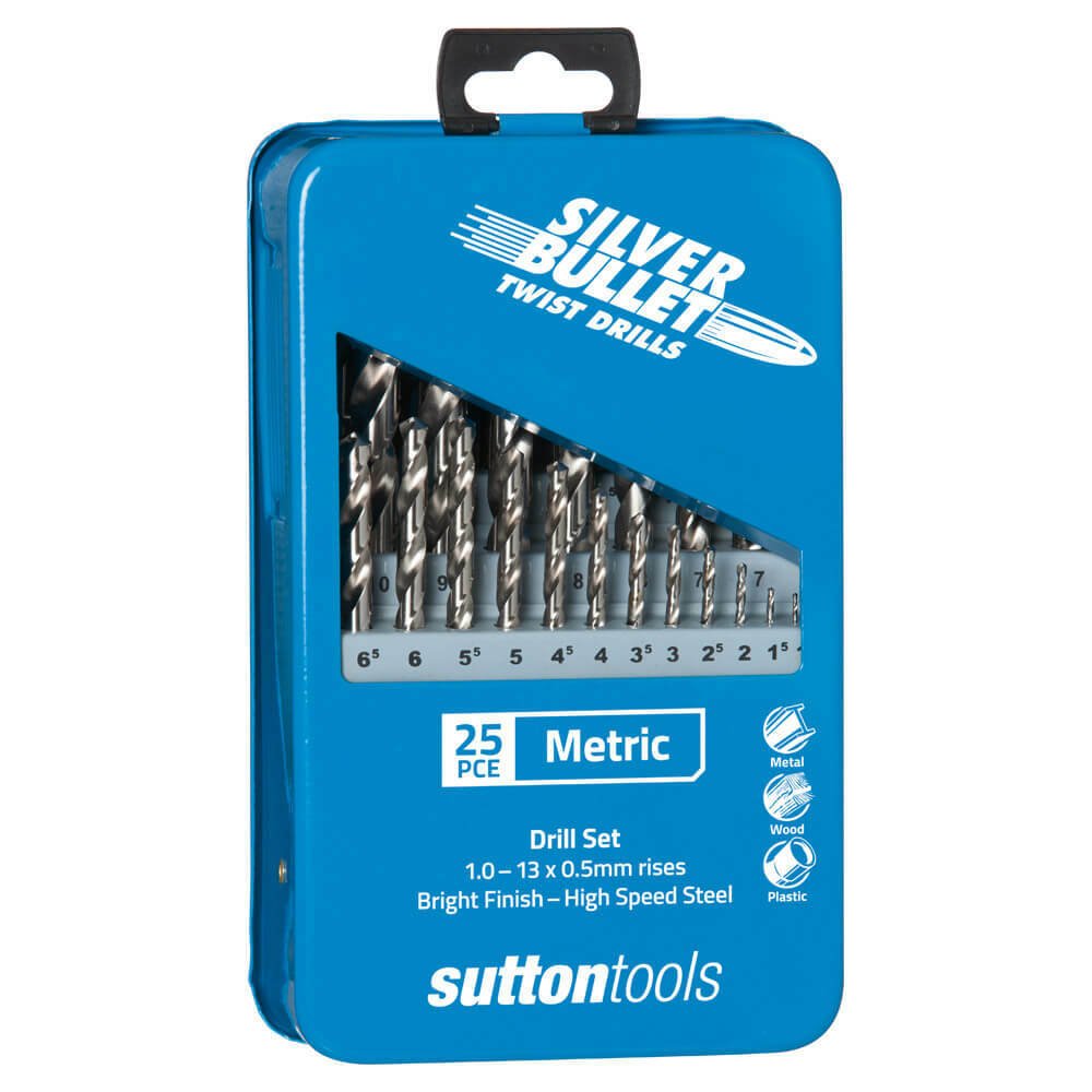 Sutton D101MTLSM3 25 piece Silver Bullet Jobber Metric Drill Set HSS - AIMS Industrial Supplies