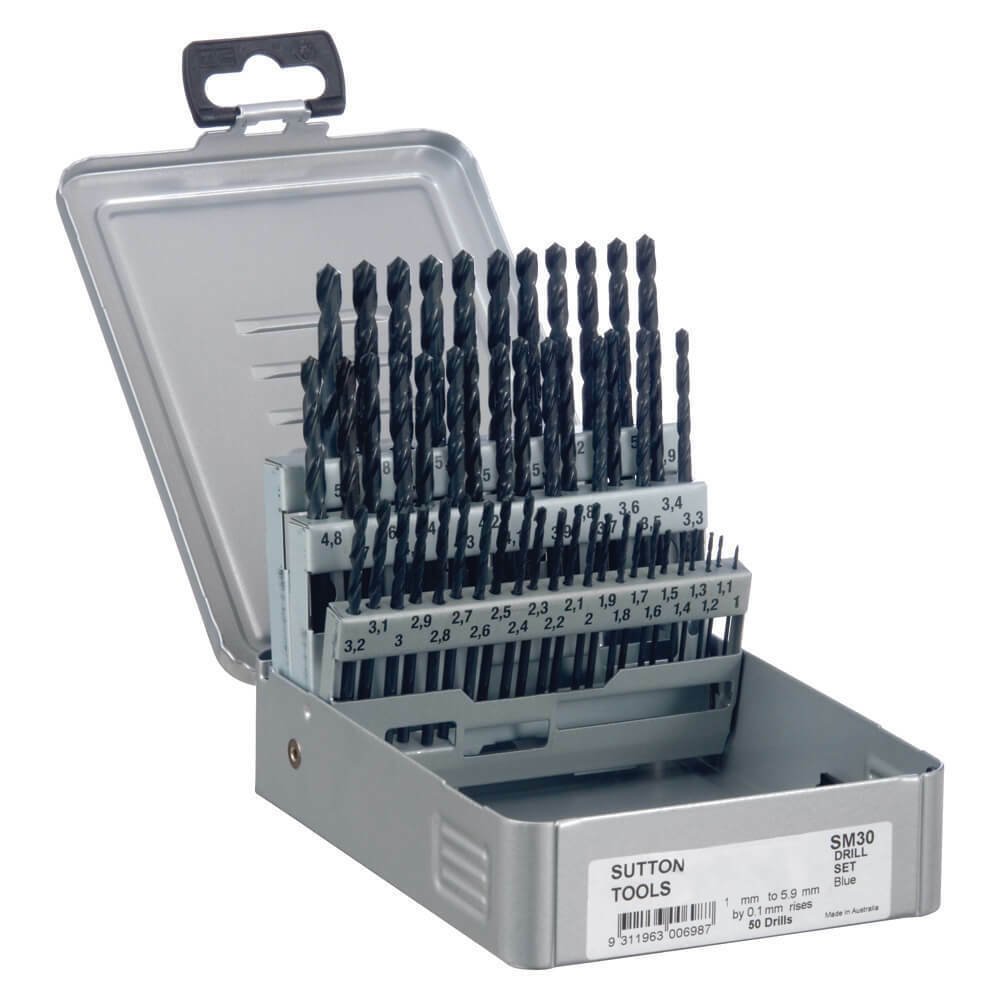 Sutton D102SM30 50 piece Blue Bullet Metric Jobber Drill Set HSS2