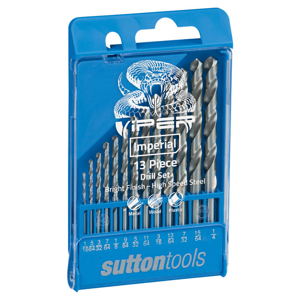 Sutton D105SLV13 13 piece Jobber Viper Imperial Drill Set - HSS2