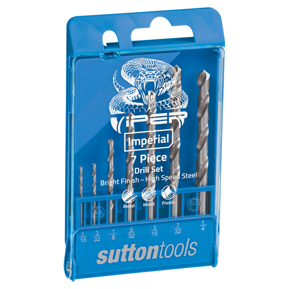 Sutton D105SLV7 7 piece Jobber Viper Imperial Drill Set - HSS2