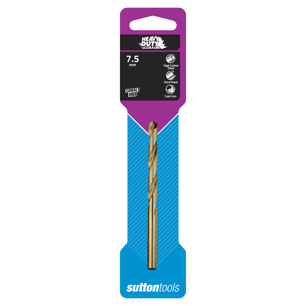 Sutton D1080750 7.5mm Heavy Duty Cobalt Jobber Drill Bit - Colour Temp