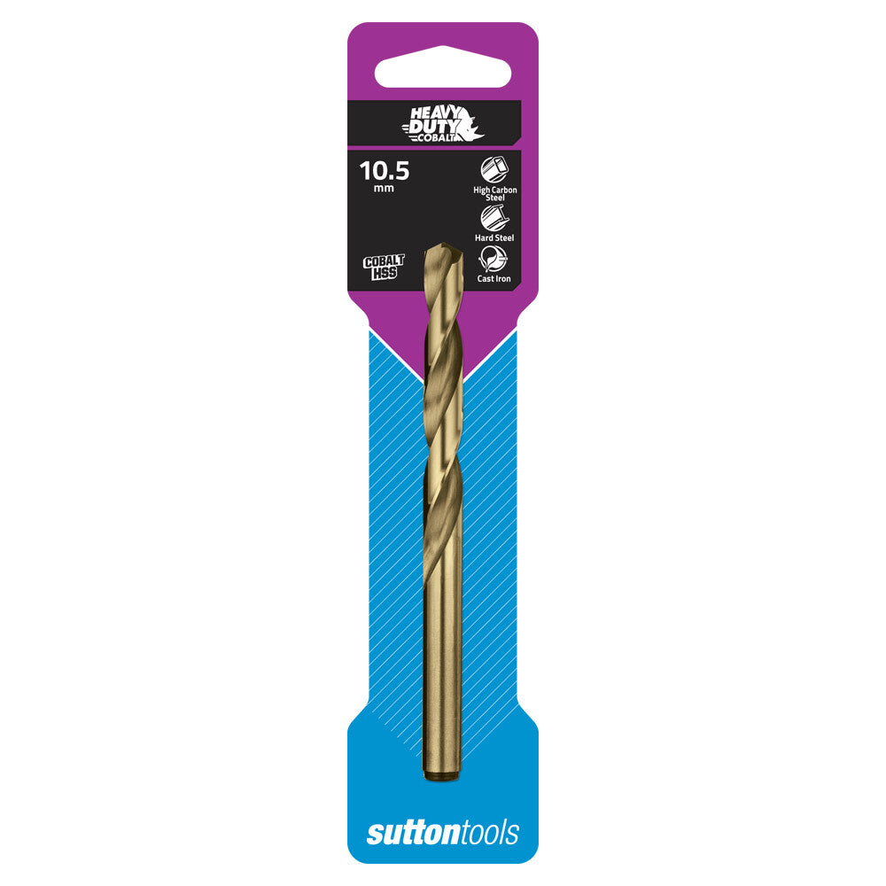 Sutton D1081050 10.5mm Heavy Duty Cobalt Jobber Drill Bit - Colour Temp