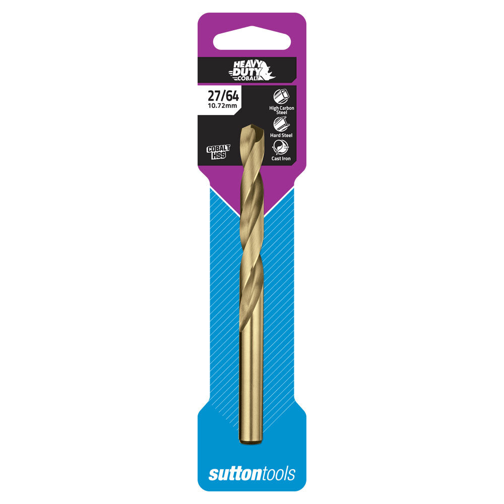 Sutton D1081072 27/64" Heavy Duty Cobalt Jobber Drill Bit - Colour Temp