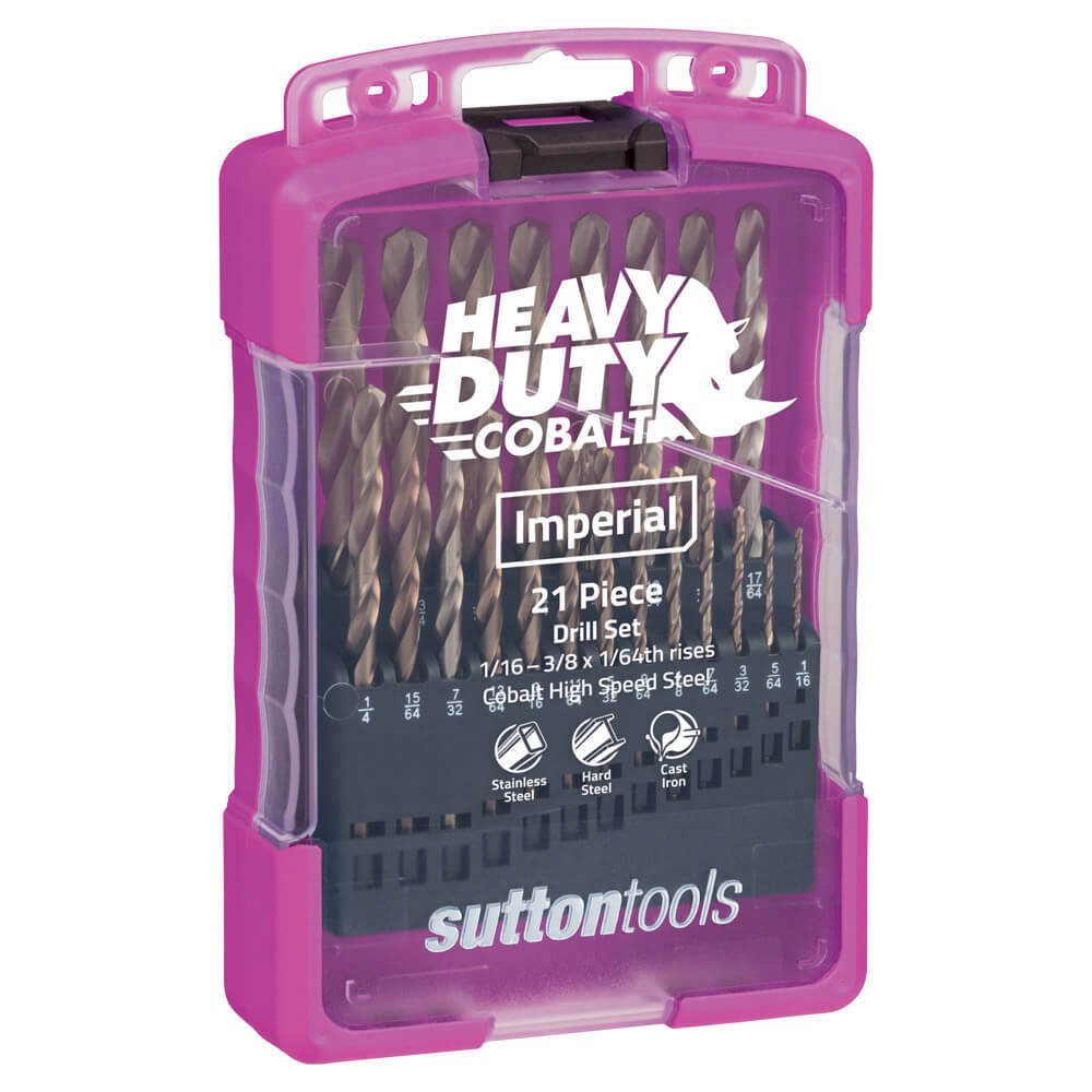 Sutton D109S2 21 piece Cobalt Imperial Jobber Drill Set Colour Temp - AIMS Industrial Supplies