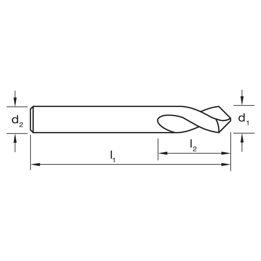 Sutton D175 90° Spotting Drill Bit DIN1897 - Cobalt Steel - TiN3