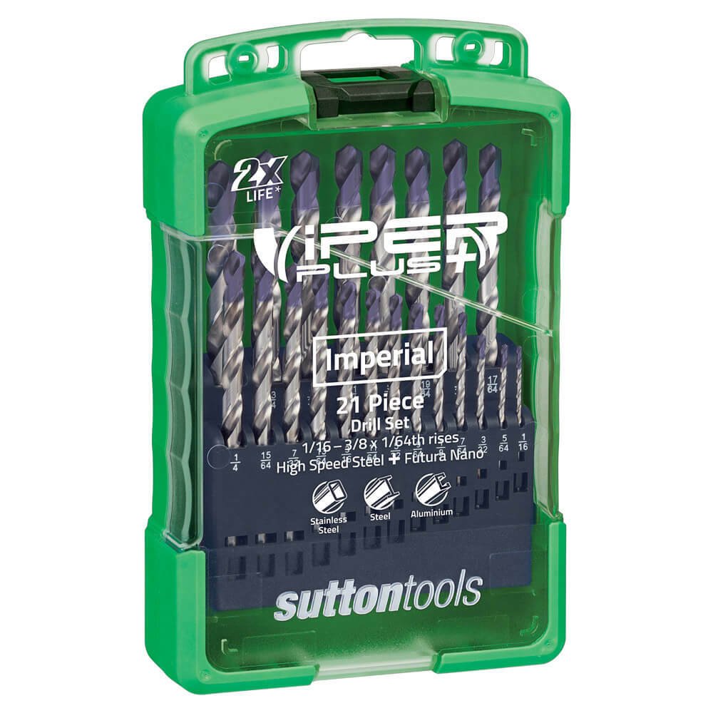 Sutton D179S2 21 piece Viper Plus Jobber Imperial Drill Set HSS TiAlN - AIMS Industrial Supplies