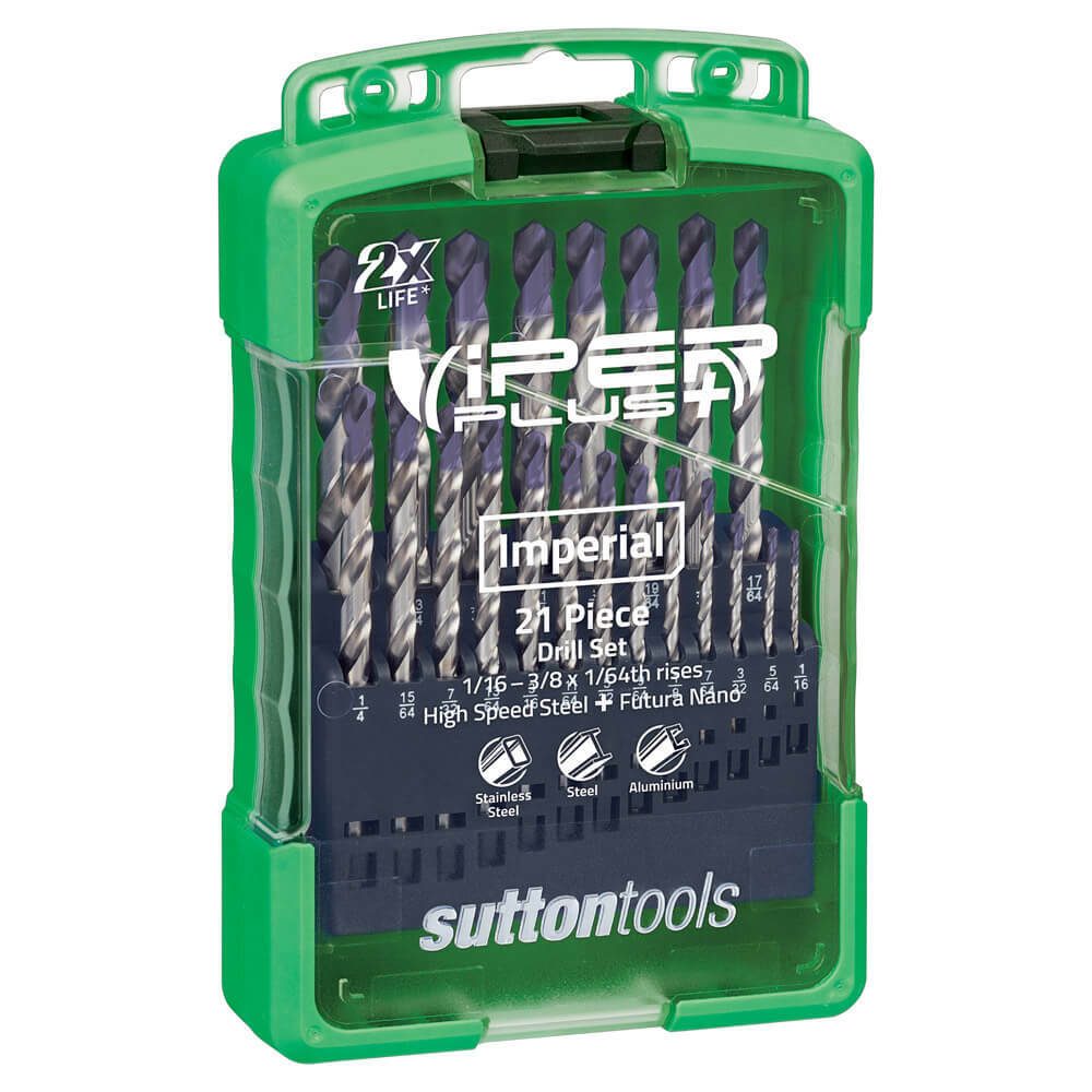 Sutton D179S2 21 piece Viper Plus Jobber Imperial Drill Set HSS TiAlN2