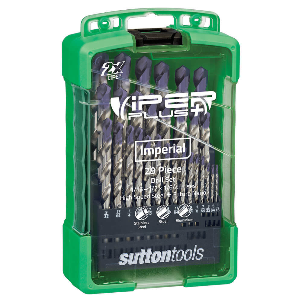 Sutton D179S3 29 piece Viper Plus Jobber Imperial Drill Set HSS TiAlN2