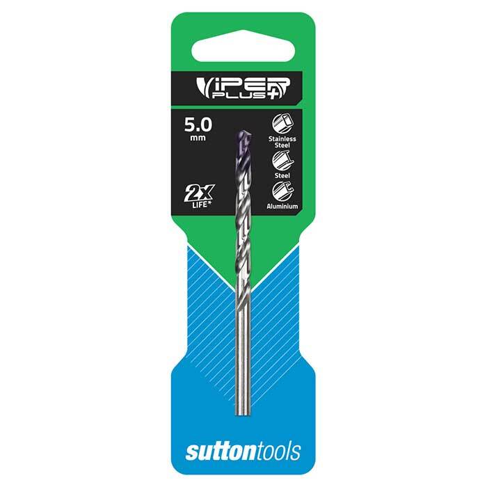 Sutton D1840500 5mm Jobber Viper Plus Drill Bit DIN338 Carded HSS TiAlN