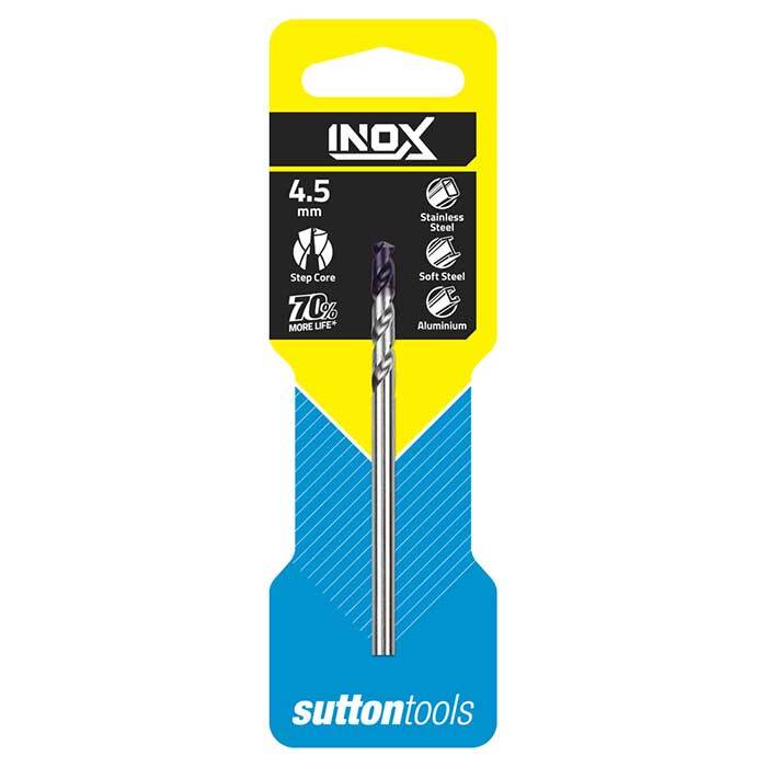 Sutton D1850450 4.5mm Inox Jobber Drill Bits - DIN338 Carded - HSS TiAlN