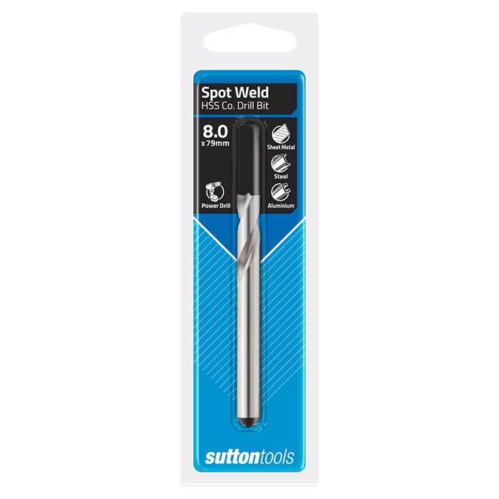 Sutton D2030080 8mm Hand Spot Weld Drill Bit 79mm long - 5% Cobalt HSS