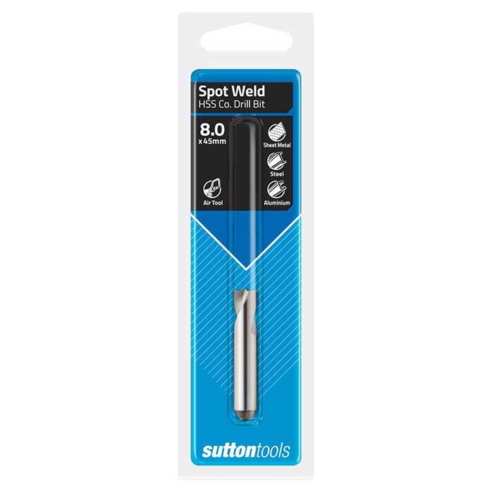 Sutton D2050080 8mm Revolver Spot Weld Drill Bit 45mm long, 8% Cobalt HSS
