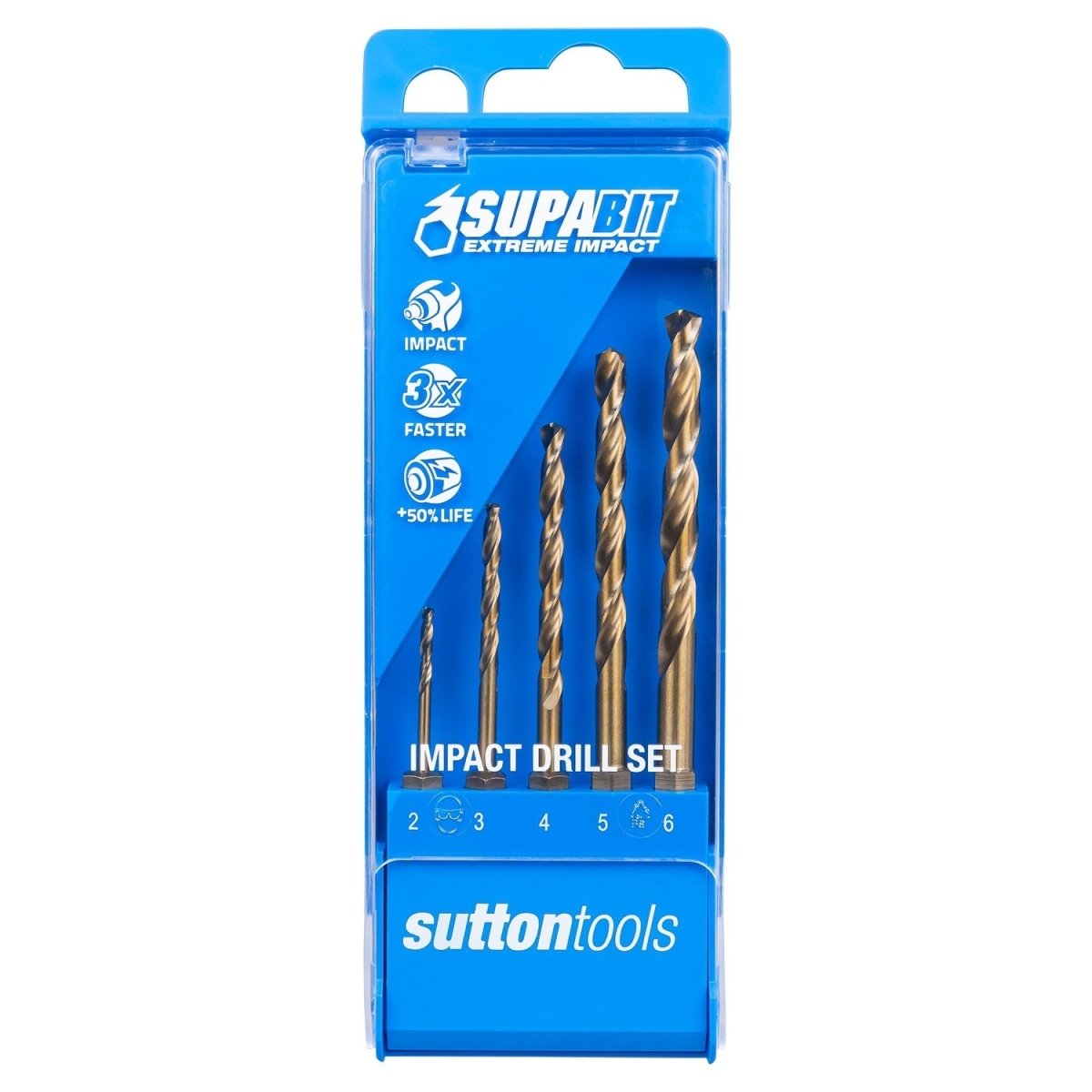 Sutton D2130005 Supabit Impact Metric Drill Set 2mm - 6mm HSS, 5Pieces - AIMS Industrial Supplies